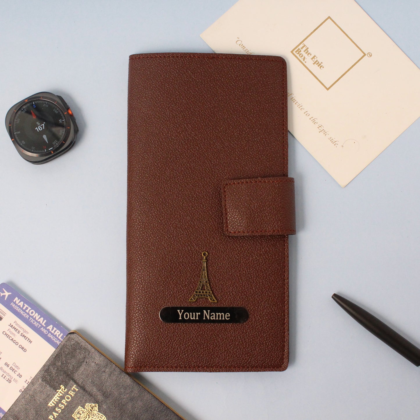Personalized Pebble Texture Travel Wallet