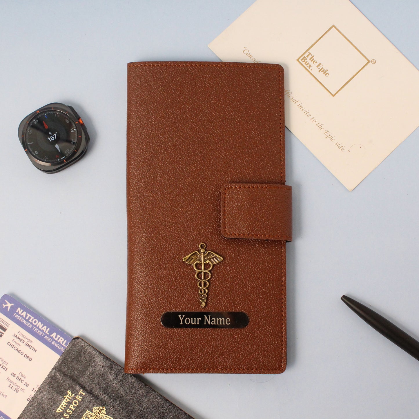Personalized Pebble Texture Travel Wallet