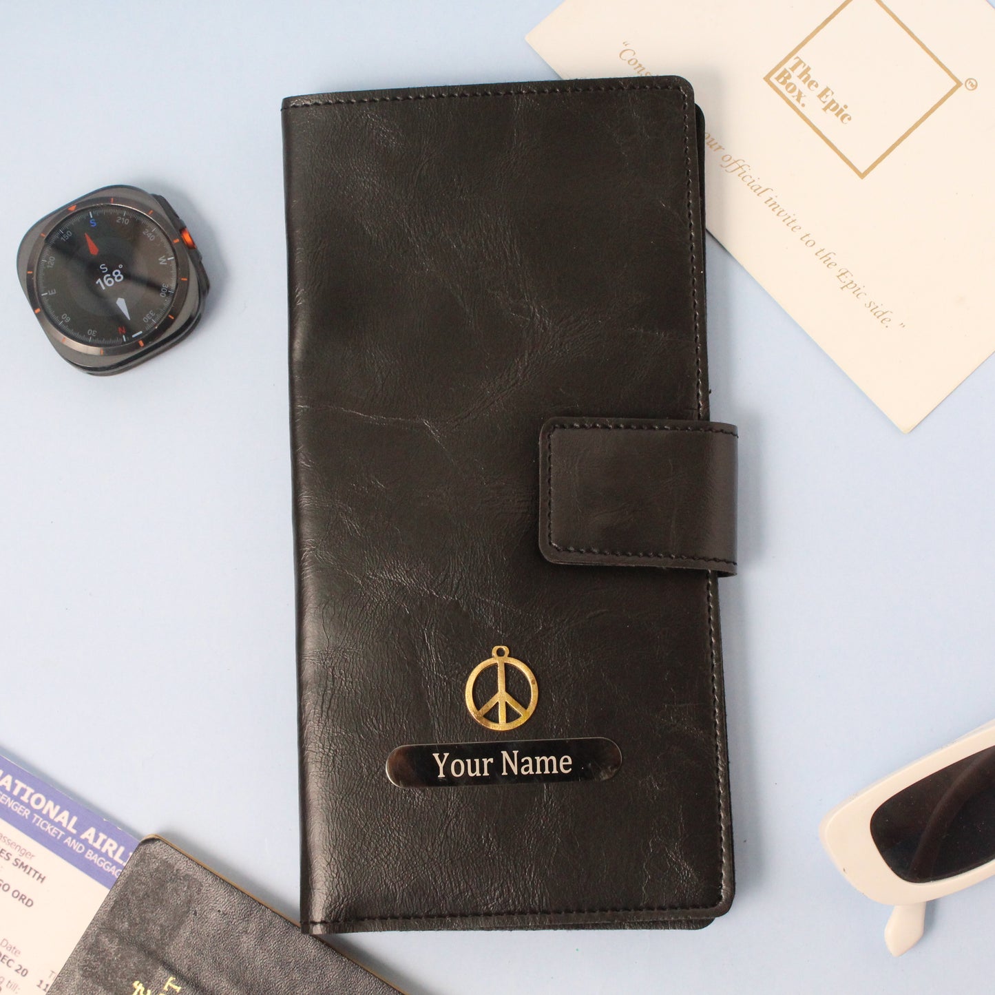 Personalized Ridge Texture Travel Wallet