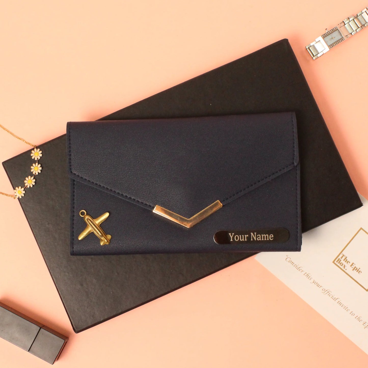 Personalized Pebble Texture Clutch