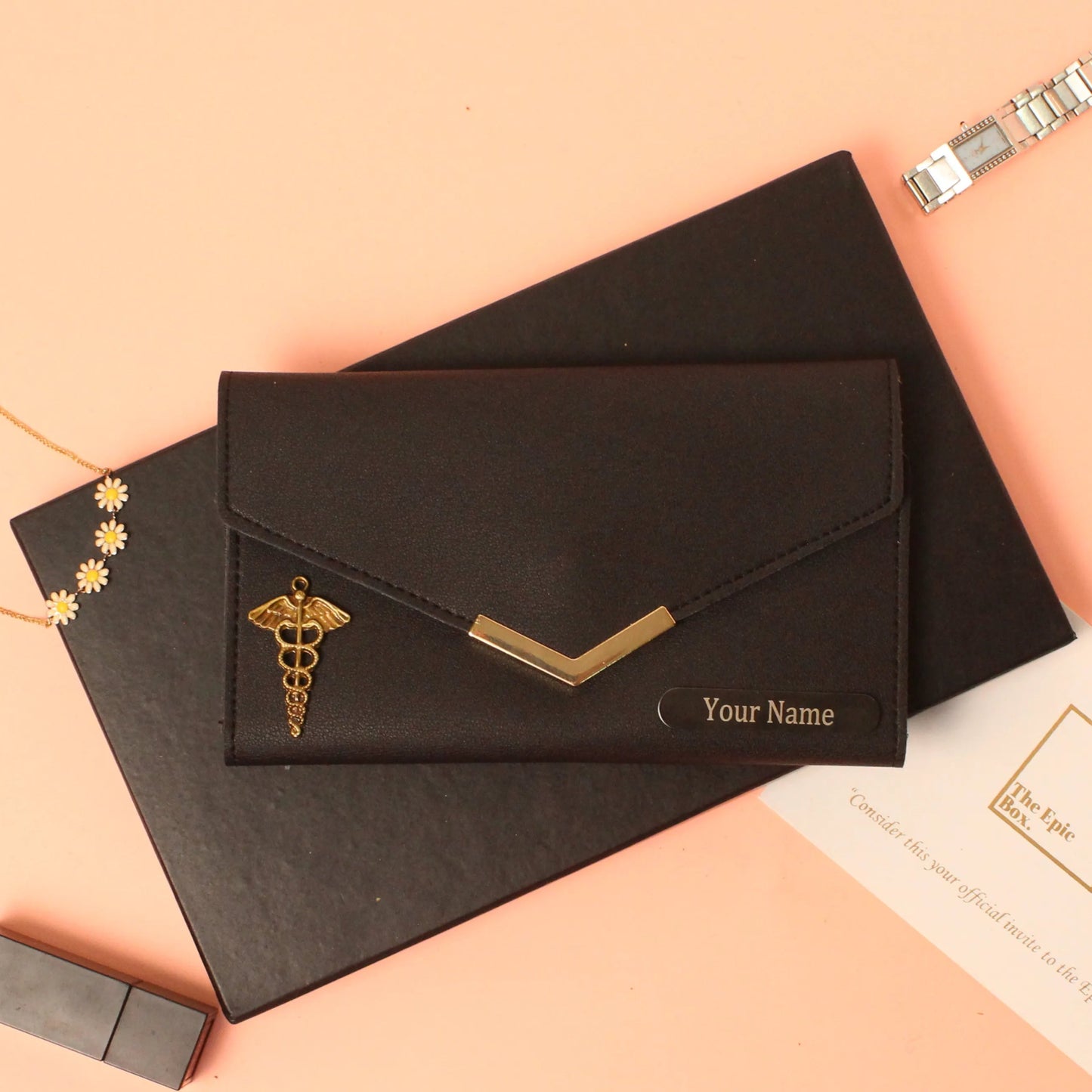 Personalized Pebble Texture Clutch