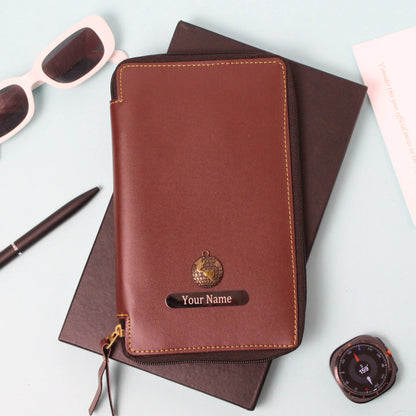 Personalized Classic Texture Zippered Travel Wallet
