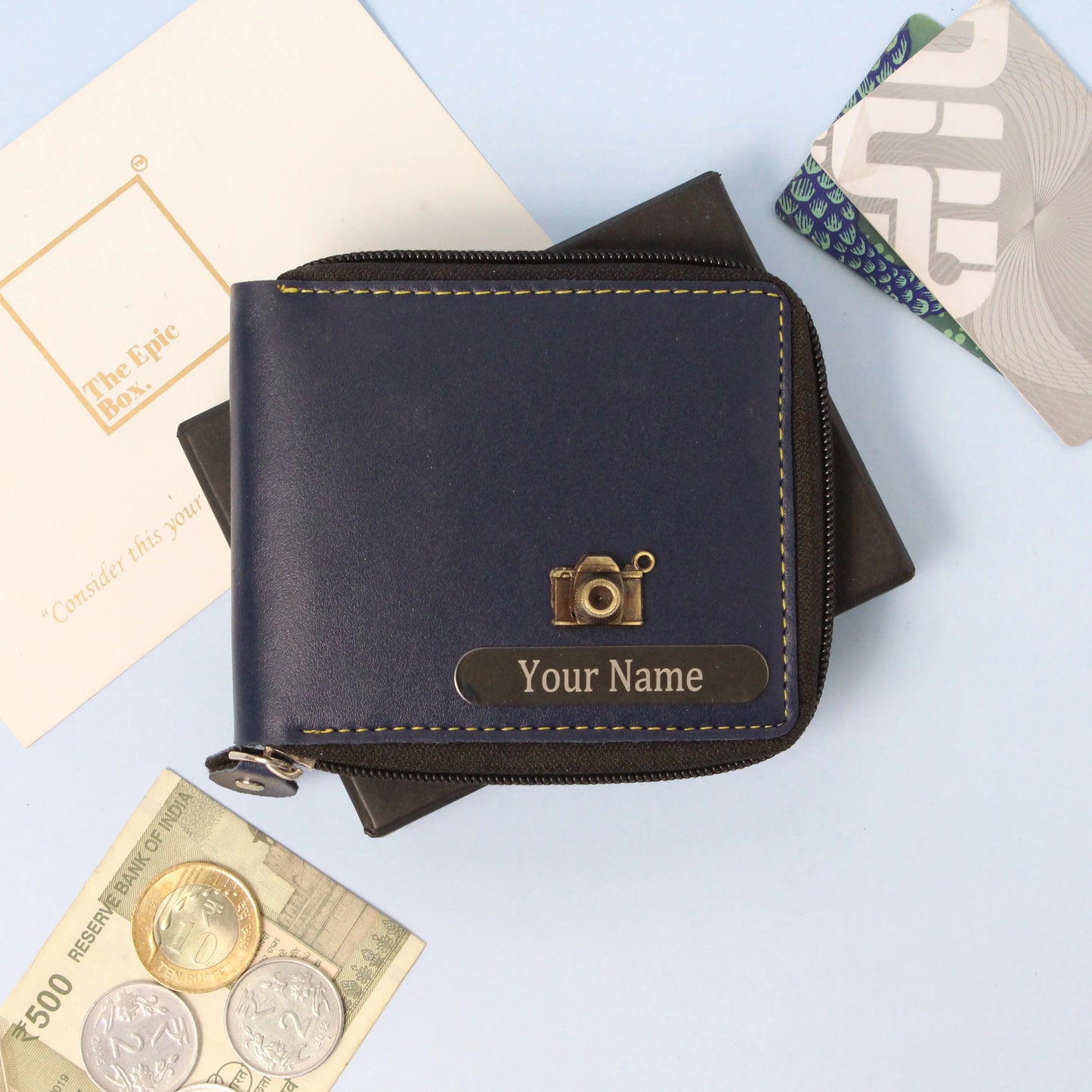 Personalized Classic Texture Zip Wallet