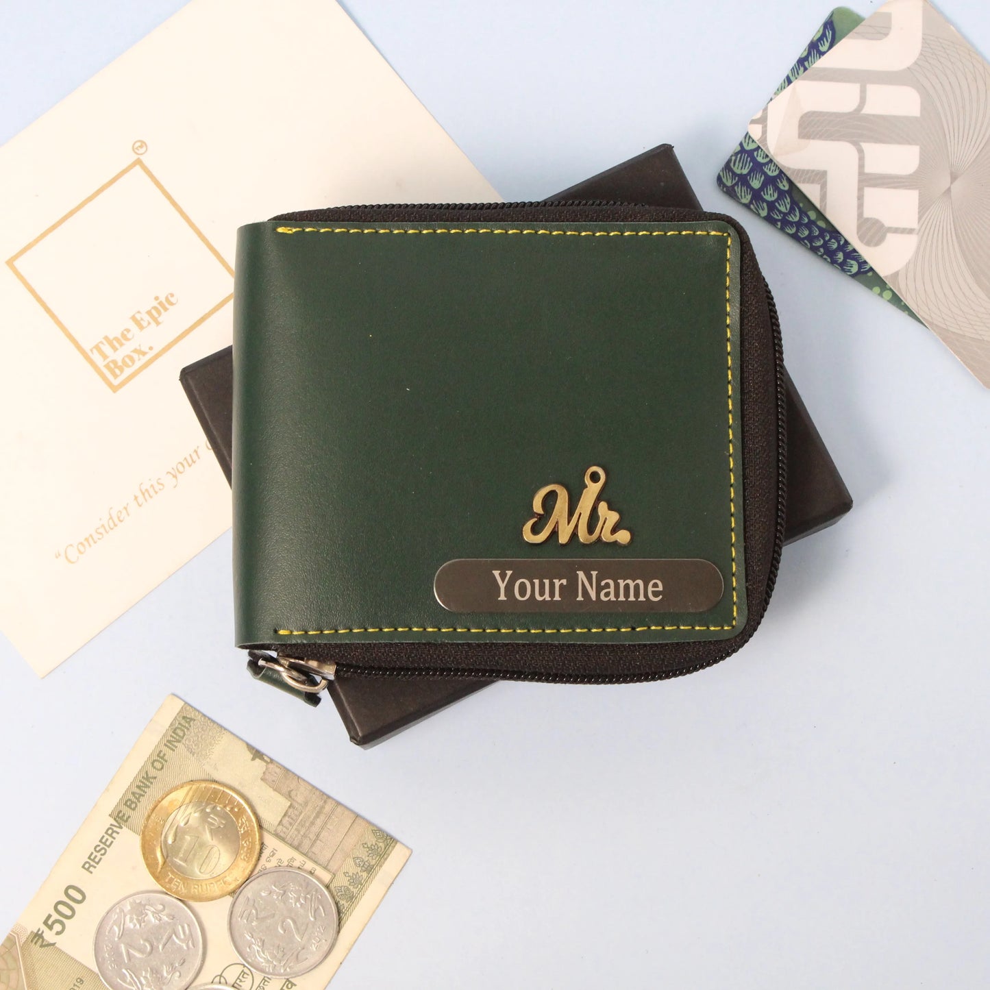 Personalized Classic Texture Zip Wallet