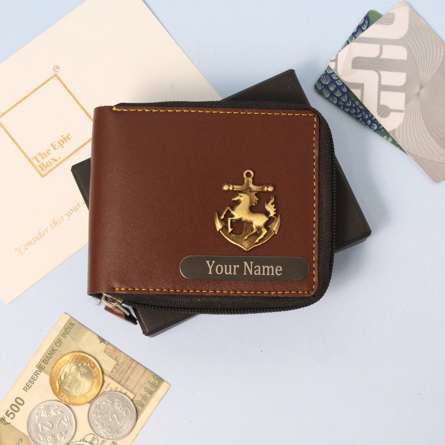 Personalized Classic Texture Zip Wallet