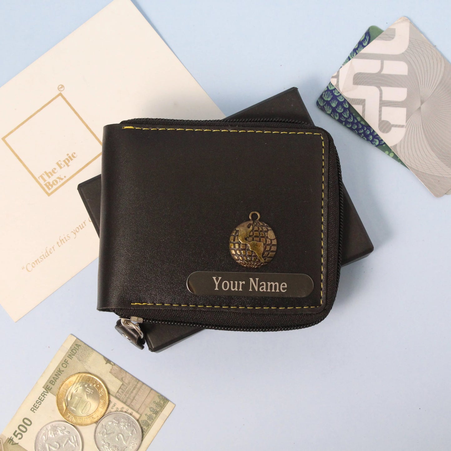 Personalized Classic Texture Zip Wallet