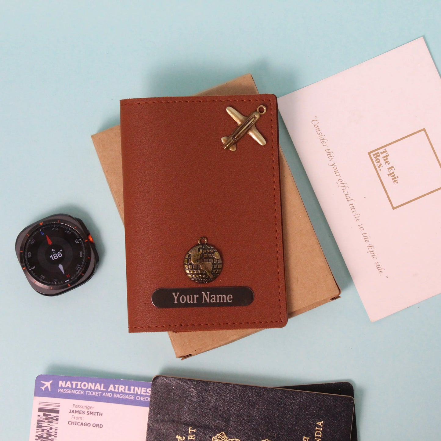 Personalized Pebble Texture Passport Cover