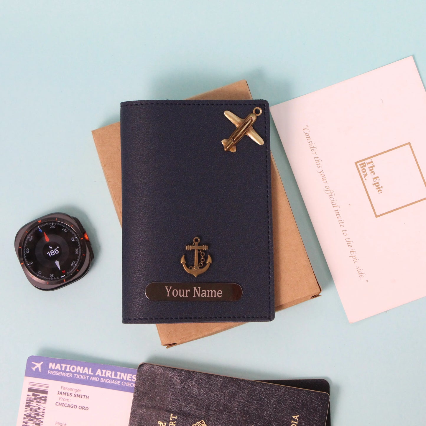 Personalized Pebble Texture Passport Cover