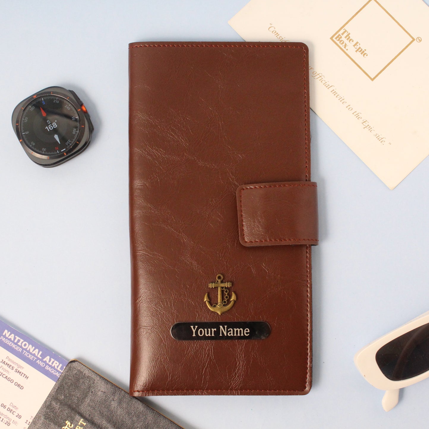 Personalized Ridge Texture Travel Wallet