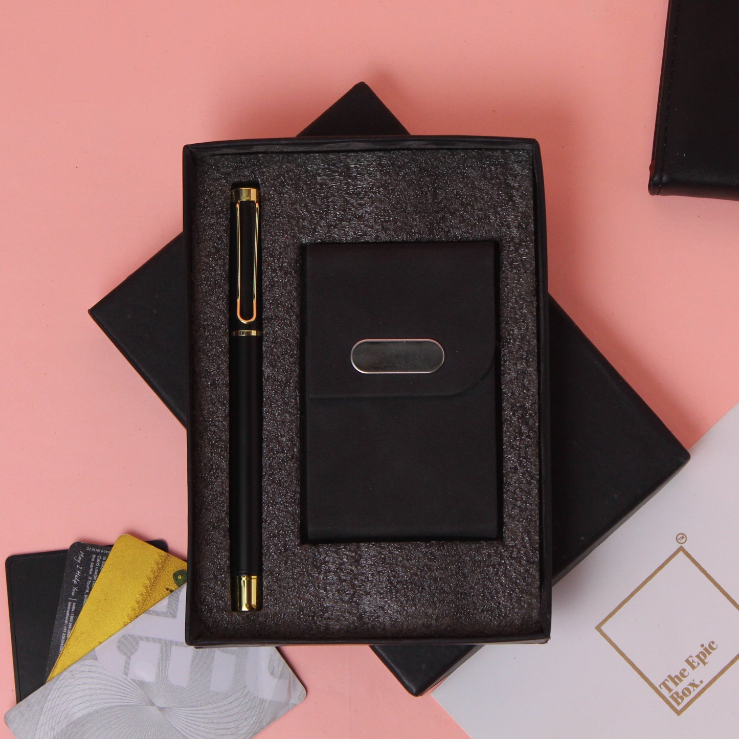 Personalised Sleek Pen And Cardholder Set
