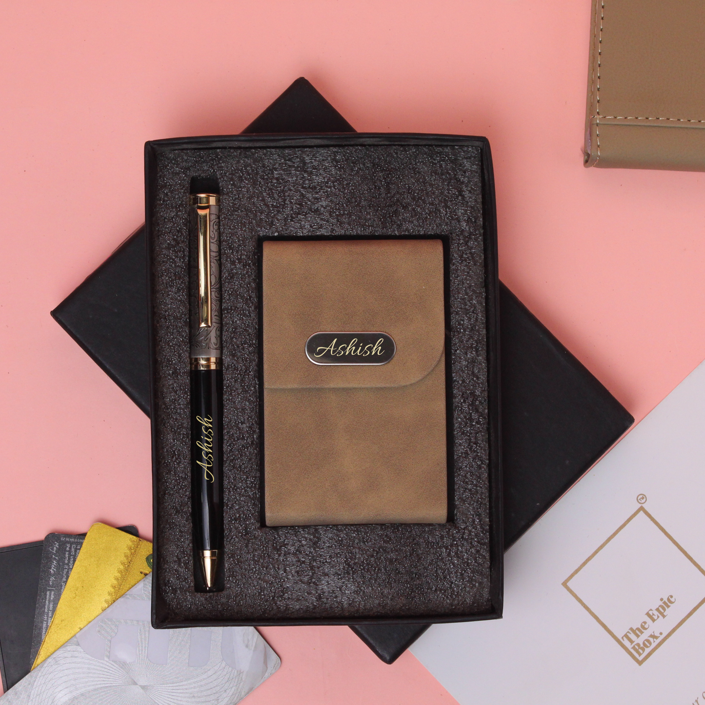Personalised Signature Pen And Cardholder Set