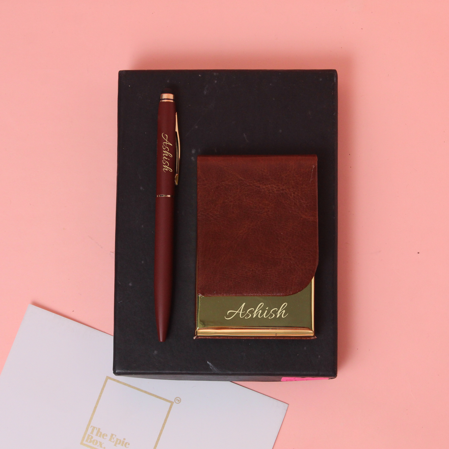 Personalised Elegant Pen And Cardholder Set