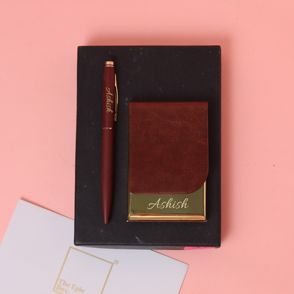 Personalised Elegant Pen And Cardholder Set