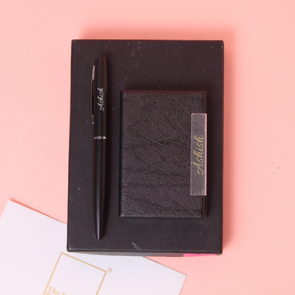 Personalised Classic Pen And Cardholder Set